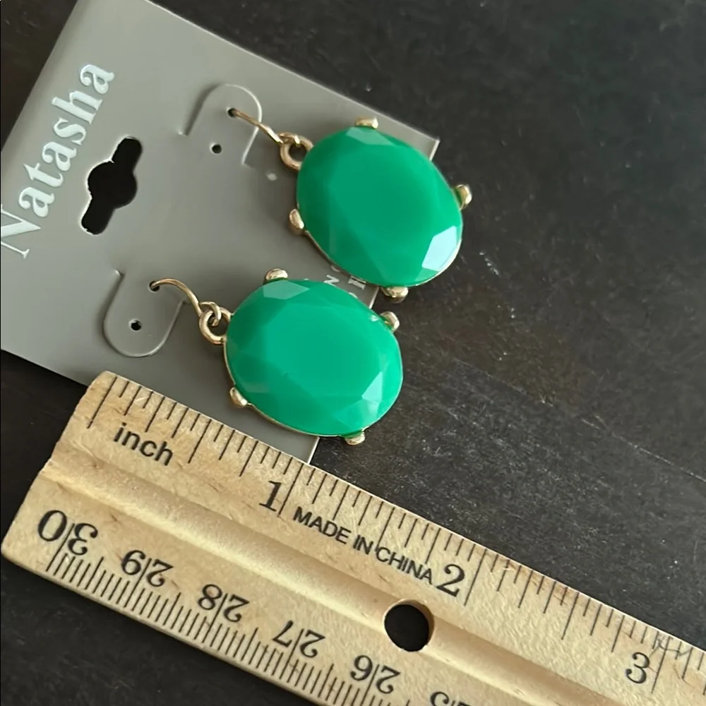 Natasha Couture Green and Gold Statement Earrings